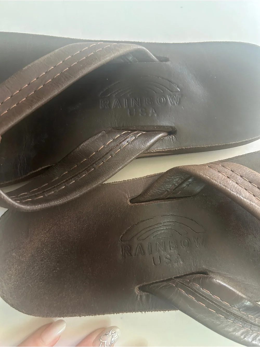 Rainbow Leather Sandals Single Layer